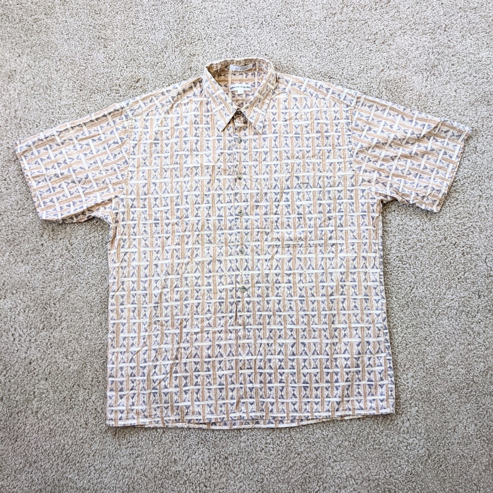 Pierre Cardin Button Up Shirt Geometric Mens Large